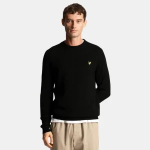 Lyle & Scott Grid Knit Crew Neck Jumper Jet Black