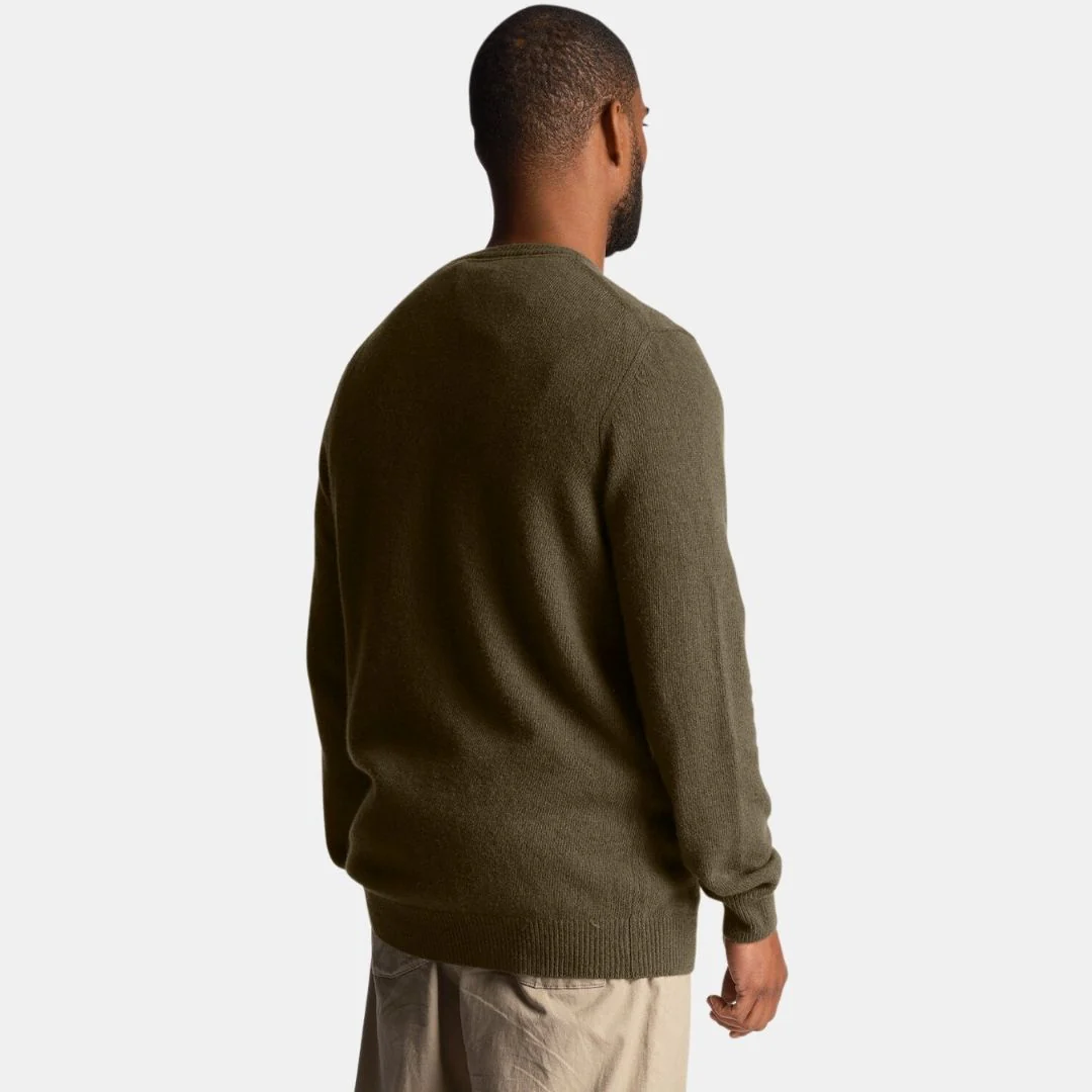 Lyle & Scott Shoulder Detail Crew Neck Knit Olive - Imagen 4