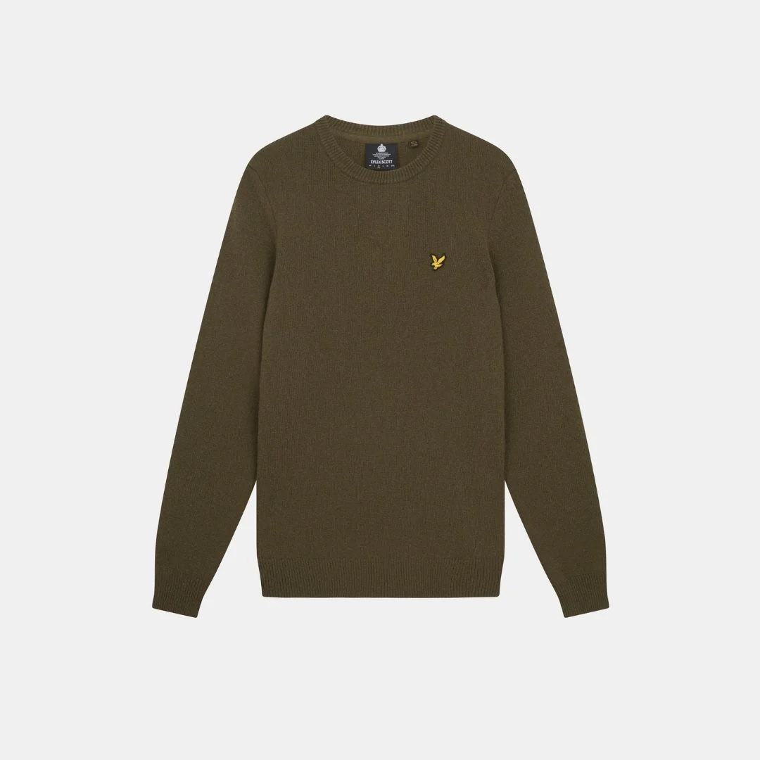 Lyle & Scott Shoulder Detail Crew Neck Knit Olive - Imagen 2