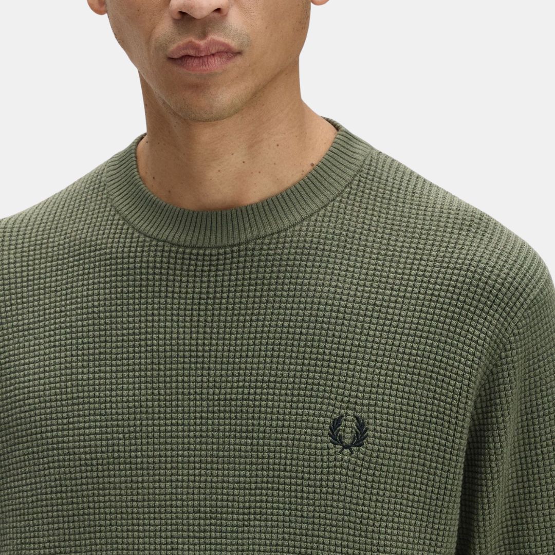 Fred Perry Waffle Stitch Jersey Laurel Wreath Green - Imagen 6