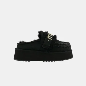 Mou Platform Clog-Letter Logo Black