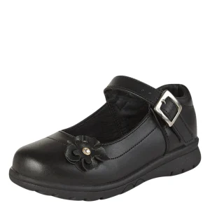 Zapato Escolar Para Niña Castalia 751-006 Negro Con Flor