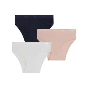 Pack de 3 braguitas para niña de algodón elástico Rosa Azul Blanco Les Pockets