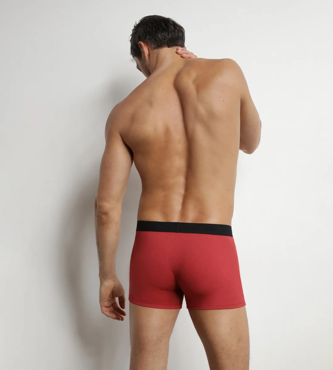 bóxer de hombre de algodón modal acanalado Rojo Dim Élégant - Imagen 3