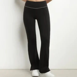 Pantalón deportivo acampanado de mujer en punto elástico negro Dim Move