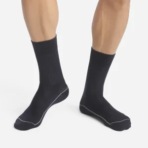 Calcetines de hombre de algodón acanalado azul noche con ribete de color Dim Fashion