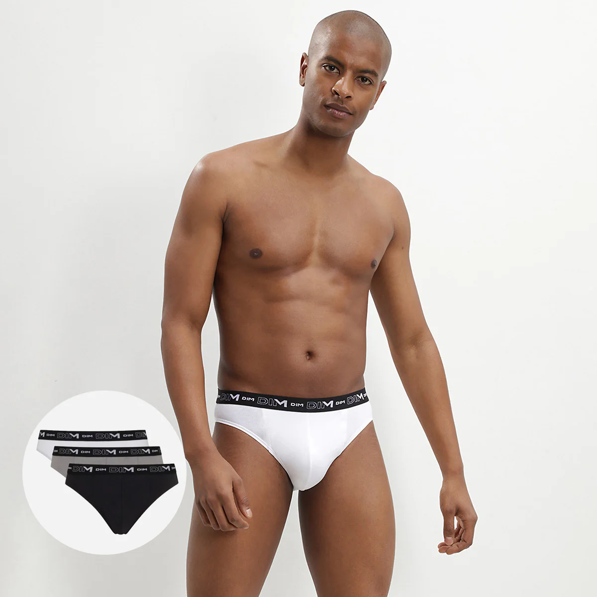 Pack de 3 slips negro, gris y blanco para hombre de algodón elástico - Imagen 2